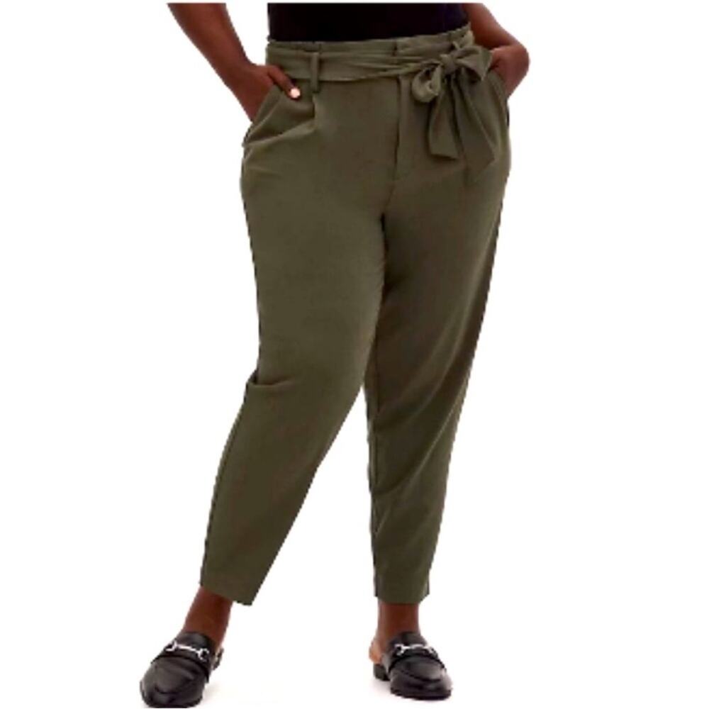 Torrid Crape High Waist trouser barrel, cut paper bag with belt career plus size